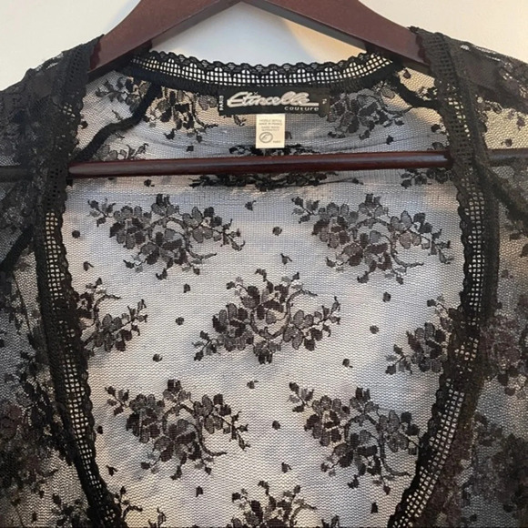 Top wrap lace 14 long sleeves black Étincelle small sparkle silver - Picture 4 of 6